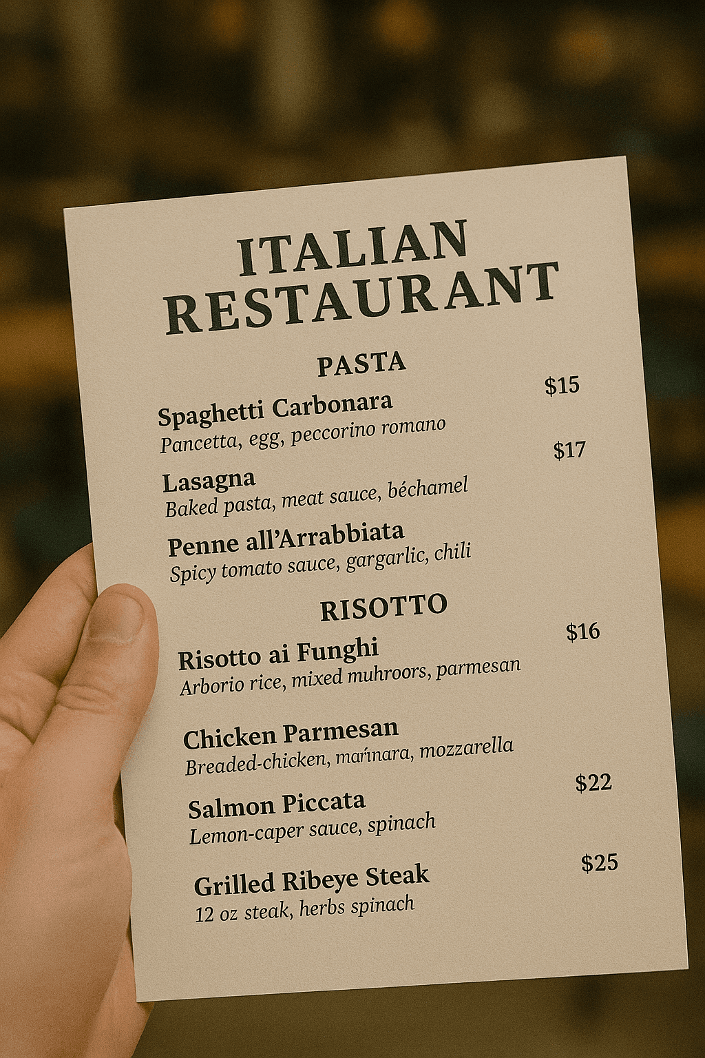Restaurant Menu